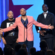 Antron McCray, left, Kevin Richardson, Raymond Santana, Korey Wise, and Yusef Salaam (the Exonerated Five) speak onstage at the 2019 BET Awards